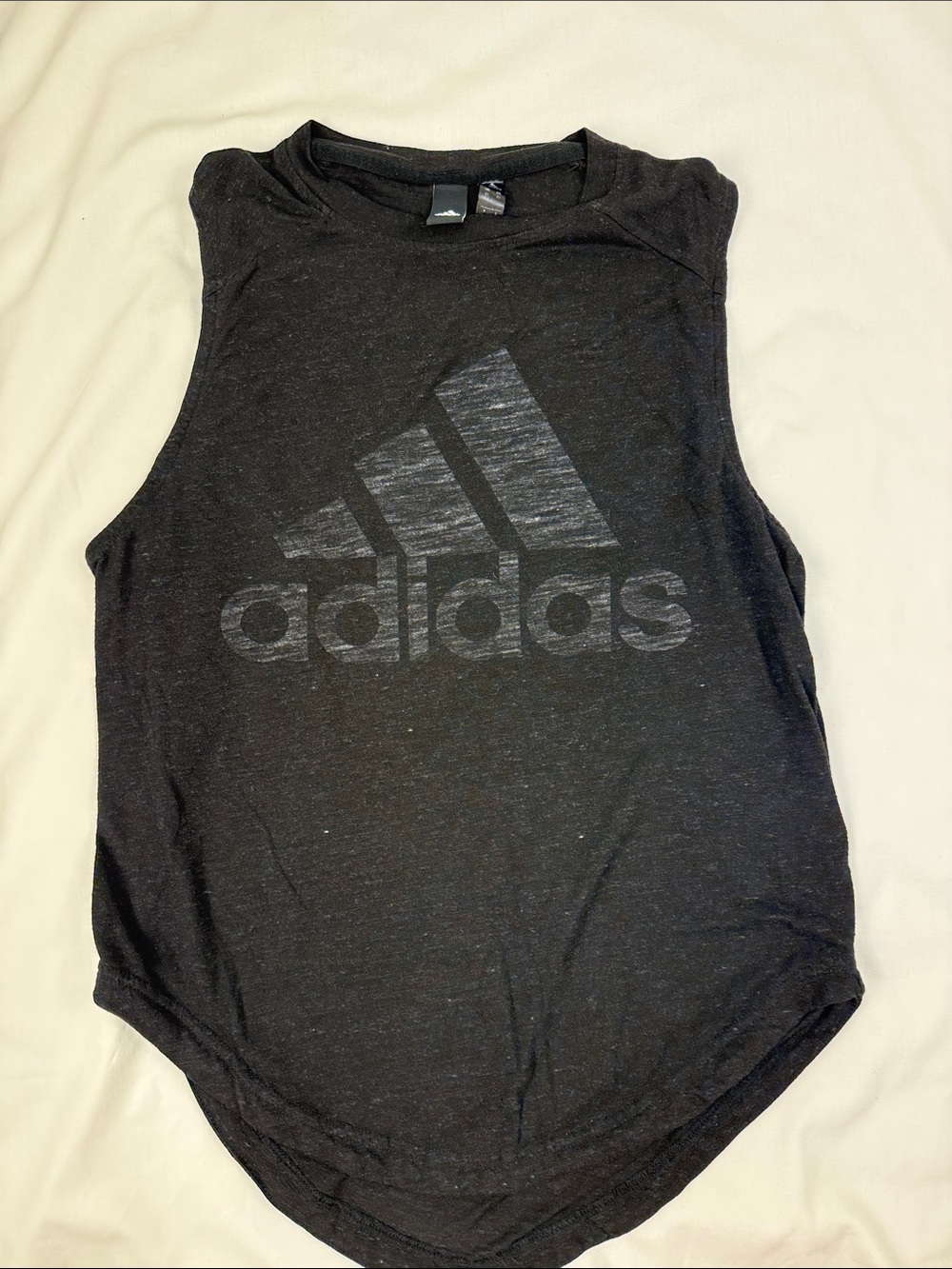 adidas Black Women's Muscle Tee with Tonal Logo Sz Small